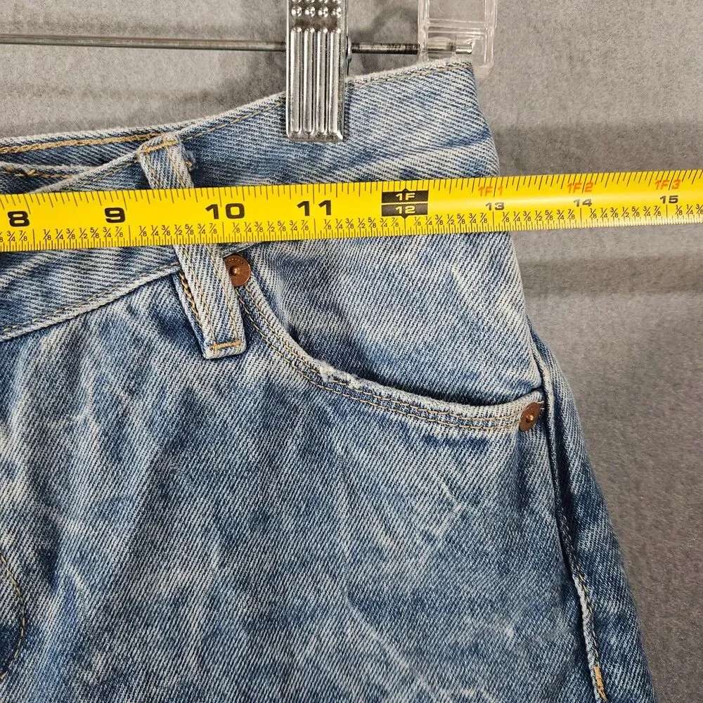 Blank NYC Crossover Fair Warning Jean Shorts Med Acid Wash Blue Denim Size 24